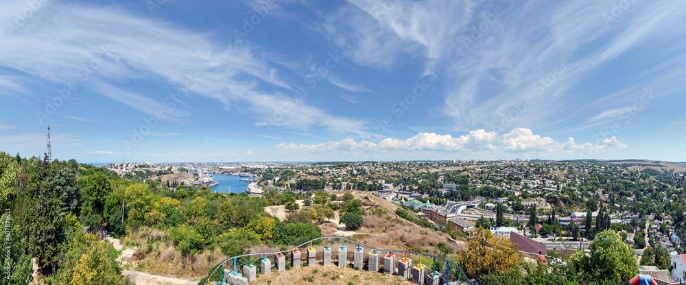 Panorama of Sevastopol from big wheel towards the South bay.