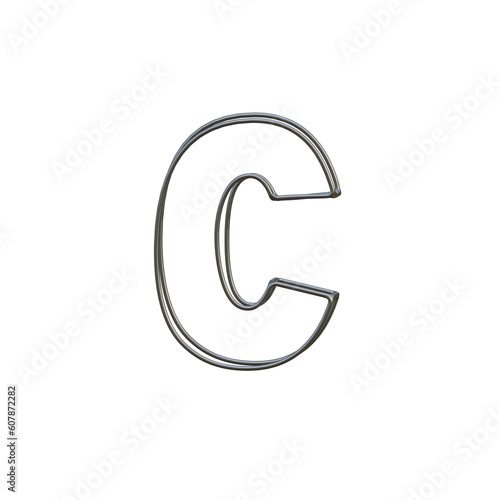 Outline Steel Wire 3D Alphabet or PNG Letters