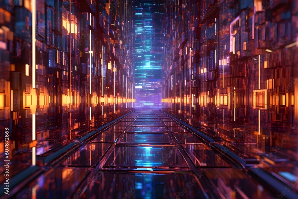 Cyber Matrix Background realistic photography realism. Generative AI