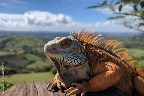 exotic pet with view of rolling hills and blue skies  created with generative ai