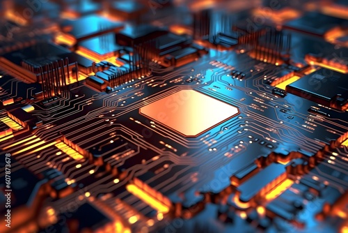 Futuristik Circuit Board Background realistic photography. Generative AI photo