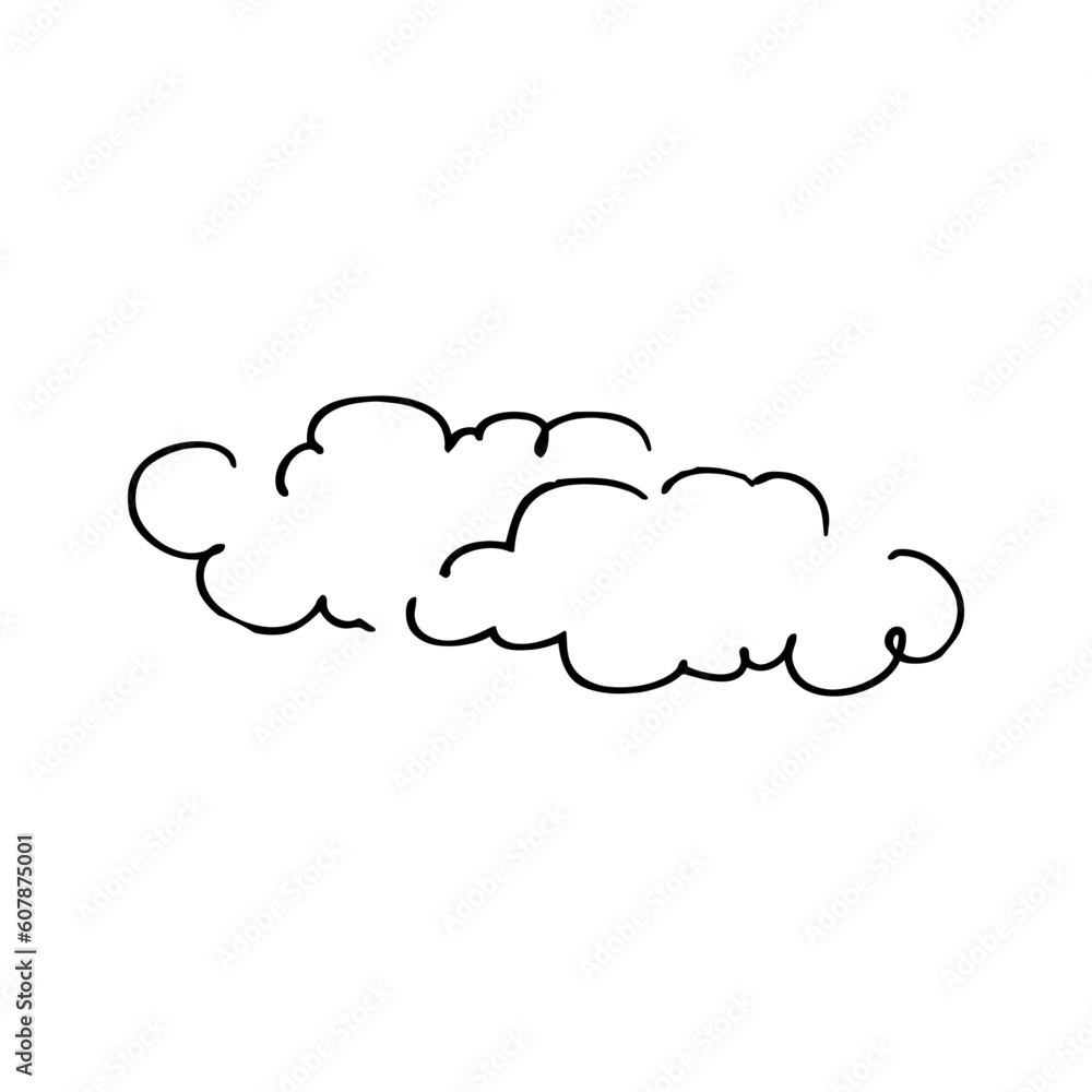 Clouds doodle icon. Hand drawn clouds vector illustration.