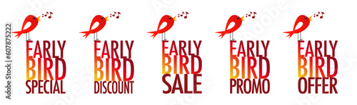 Early bird special, discount, sale, promo and offer