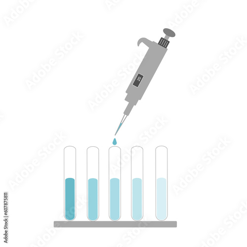 The picture of laboratory experiments that shows the micropipette was dropping the solution to the test tube
