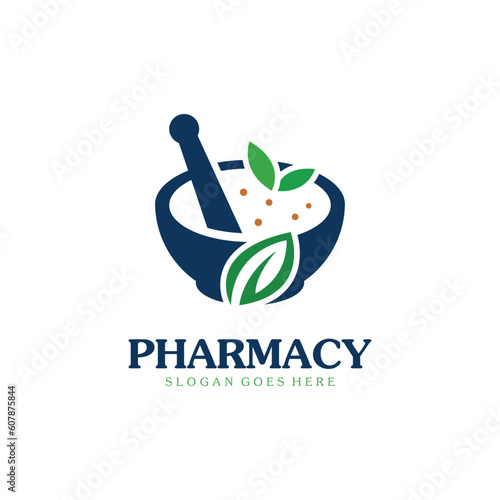 Herbal Pharmacy Logo Template with Vector Concept