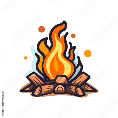 bonfire fire camp vector, outdoor burn fire illustration 