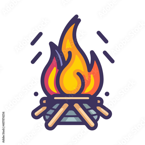 bonfire fire camp vector, outdoor burn fire illustration 