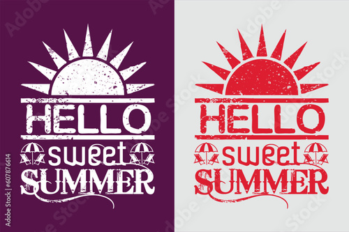 Hello Sweet Summer, Summer Vibes, Summer T- Shirt, Summer Vacation Shirt, Family Summer Shirt, Vacation Clothing, Beach Shirt, Summer Beach Png, Outdoor Shirt, Palm Tree 