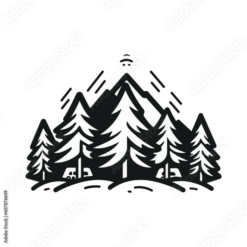 nature forest vector  for screen printing  sign  logo. etc