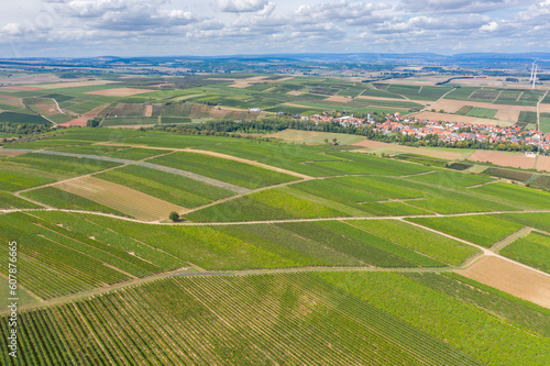 Bird's-eye view of the vineyards near Flonheim/Germany in Rheinhessen