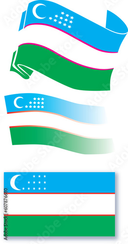 vector drawn flag of the republic of uzbekistan flags fluttering in the wind