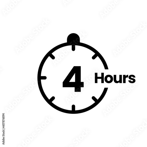 4 hours clock sign icon
