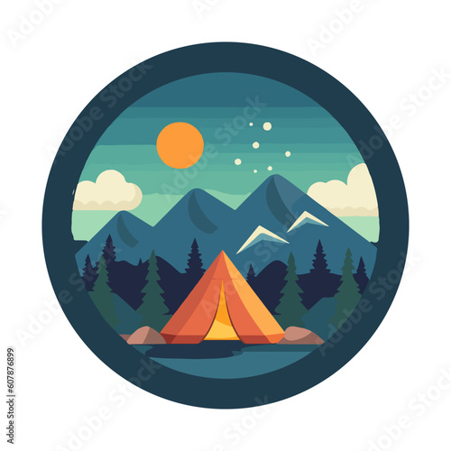 night camp  tent camping vector  for outdoor adventure logo