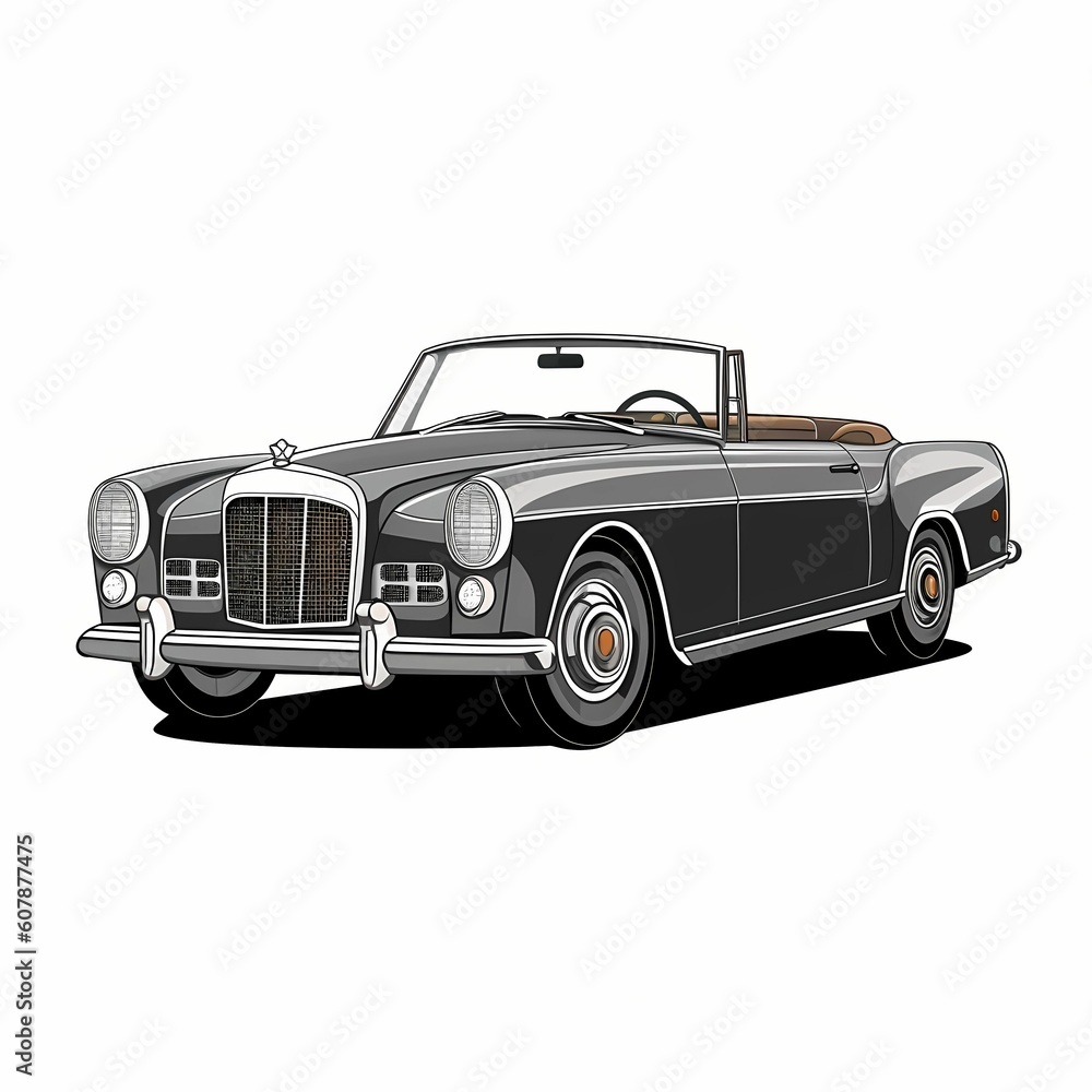 Vintage Car isolated on white. Wall art. Car Poster Canvas