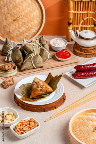 Zongzi, rice dumpling for Chinese traditional Dragon Boat Festival (Duanwu Festival)