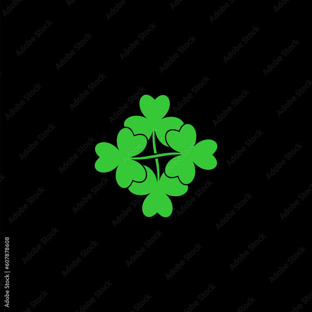 Four leaf clover icon isolated on black background Four leaf clover icon isolated on black background