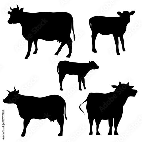 cow silhouette vector illustration of various shapes and styles