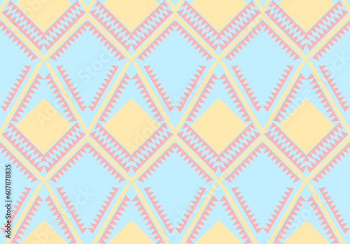 Geometric ethnic oriental ikat seamless pattern traditional Design for background, carpet, wallpaper, clothing, wrapping, Batik, fabric,Vector illustration.embroidery style.