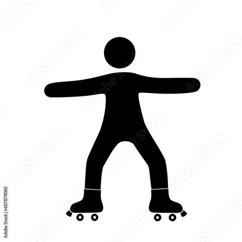 Transition with straight legs on roller skates of a person
