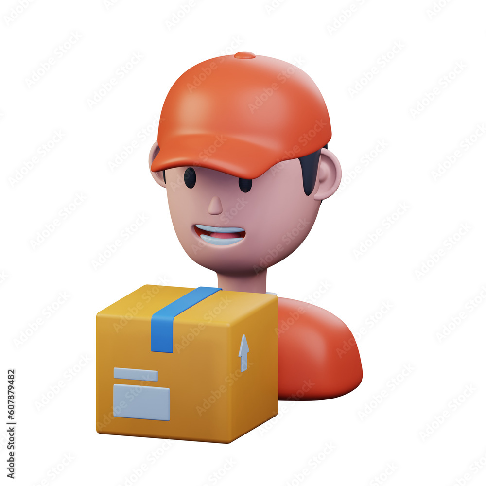 deliveryman pick up package box sending order to costumer 3d rendered icon illustration design deliveryman pick up package box sending order to costumer 3d rendered icon illustration design