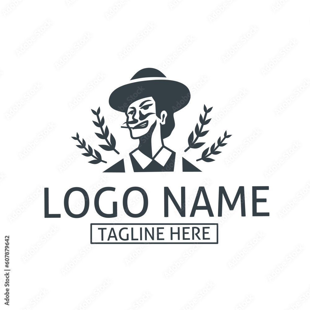 retro portrait farmer logo.organic,farming and gardening logo retro portrait farmer logo.organic,farming and gardening logo