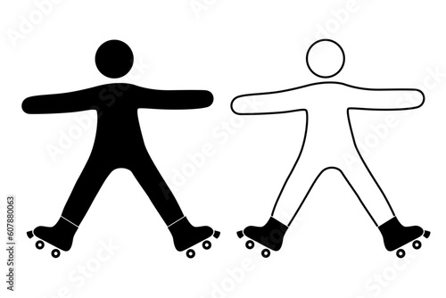 Transition with sraight legs on roller skates of people