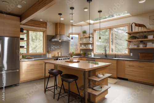 eco-friendly kitchen with energy-efficient appliances  natural lighting and eco-friendly materials  created with generative ai