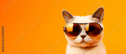 Banner with a cat with sunglasses created with Generative AI technology