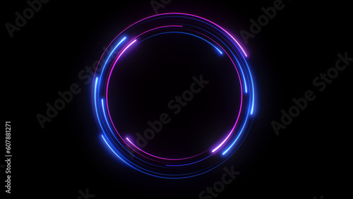 3d render rcular blue and purple light background, in the style of digital neon with alpha channel