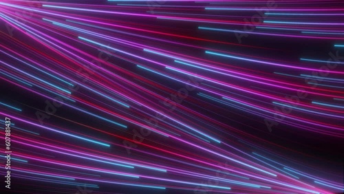 Abstract cyberspace neon pink and blue line looping opposite direction into middle motion background