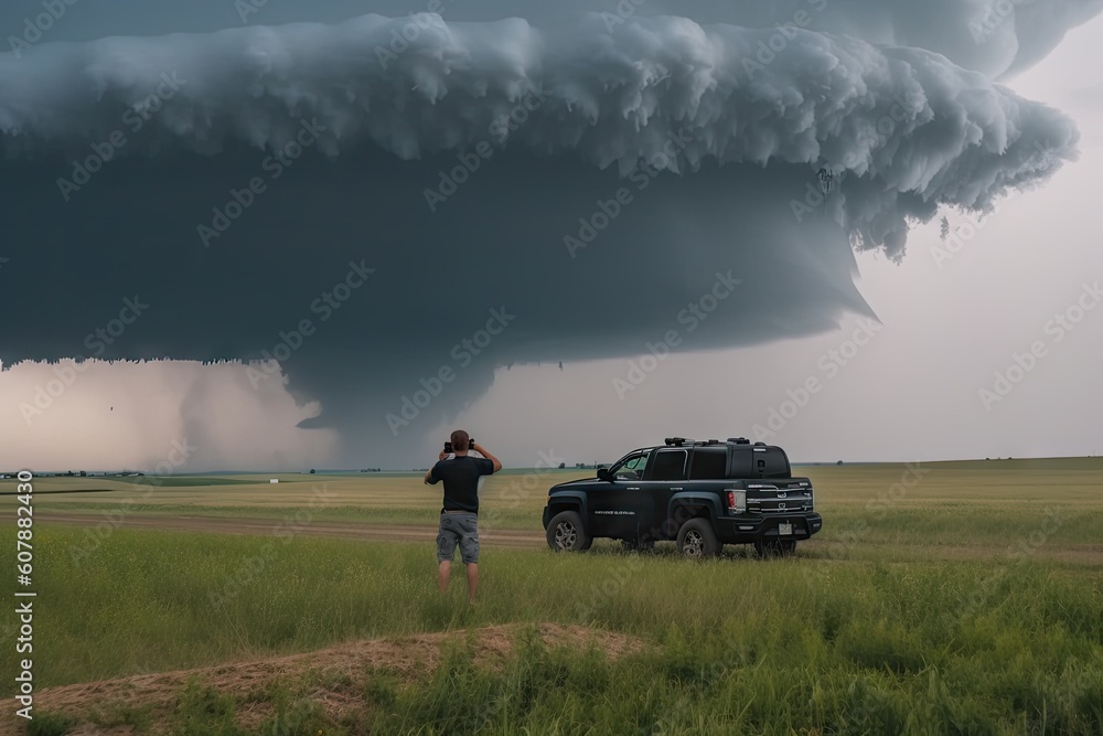 storm chaser filming tornado with drone, capturing incredible footage ...