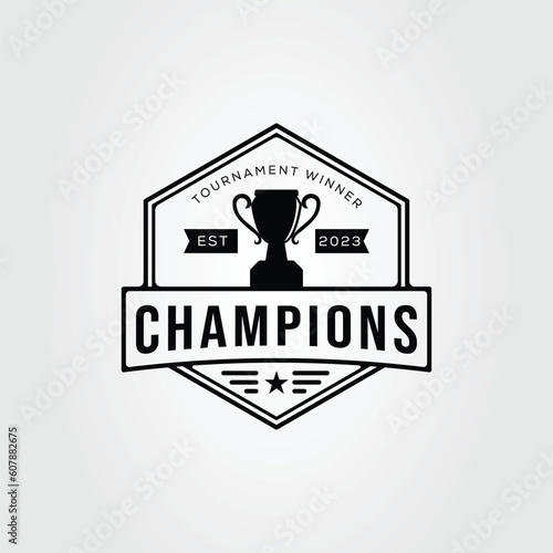 champions trophy logo or sport tournament symbol vector illustration design