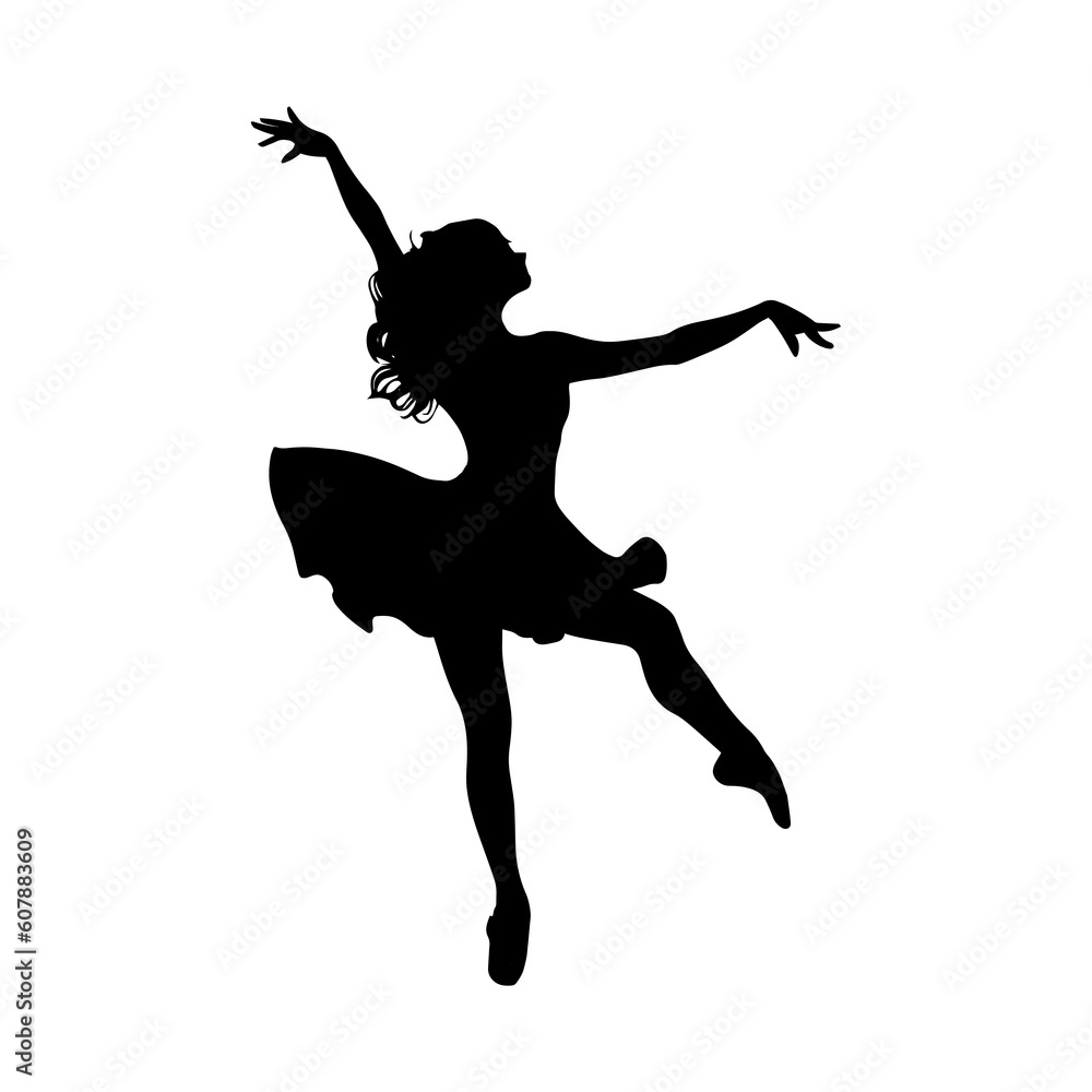 Vector illustration. Dancing woman silhouette.