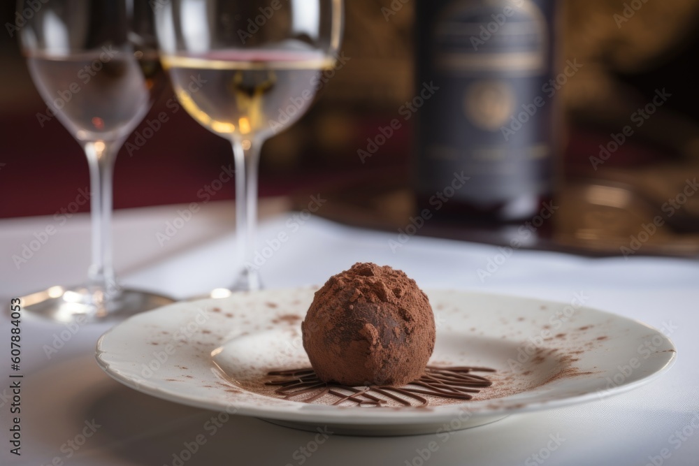 chocolate truffle with a delicate touch of sweet wine on the finish, created with generative ai chocolate truffle with a delicate touch of sweet wine on the finish, created with generative ai