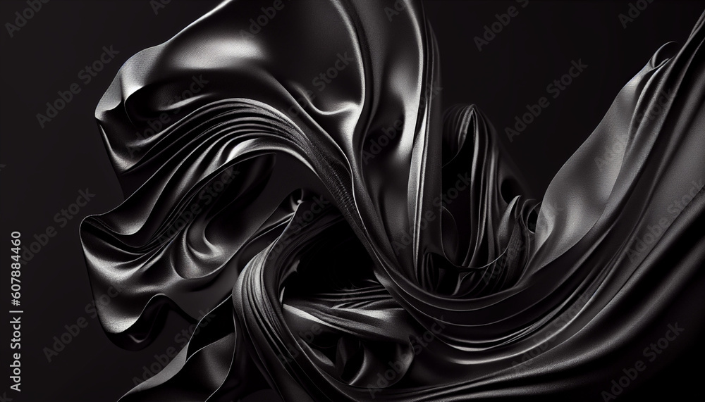 Abstract Silk background black white Ai generated image