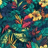 Beautiful tropical flower seamless pattern, created with generative AI