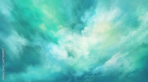 a digital painting of a green and blue haze. Generative AI