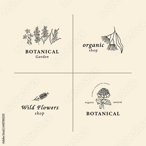 Line art Australian flower logo collection