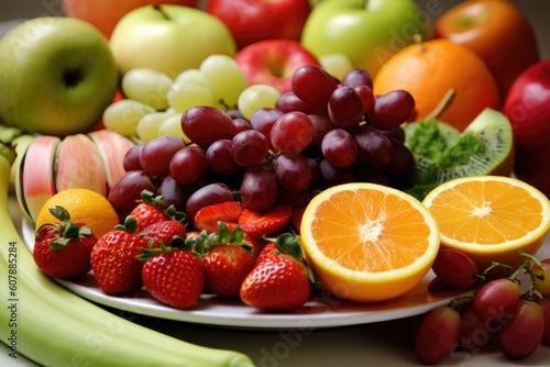 plate of fresh fruits and vegetables  perfect for a healthy immune system  created with generative ai