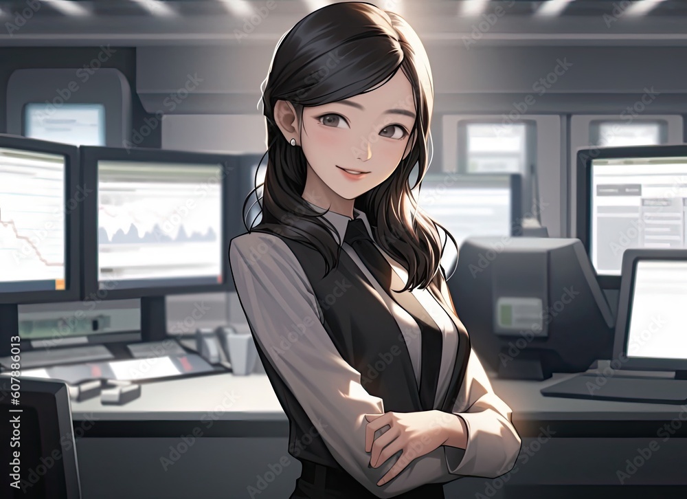 Asian Anime Female Investment Banker Backdrop Setting Extremely Gorgeous Design Generative AI Asian Anime Female Investment Banker Backdrop Setting Extremely Gorgeous Design Generative AI