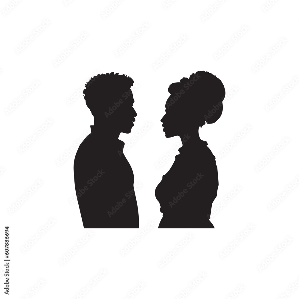 A young couple silhouette vector art