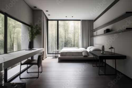 minimalist room with sleek furniture and simple decor  created with generative ai