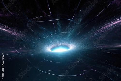 Tunnel or wormhole, tunnel that can connect one universe with another. Abstract speed tunnel warp in space, wormhole or black hole, scene of overcoming the temporary space in cosmos.