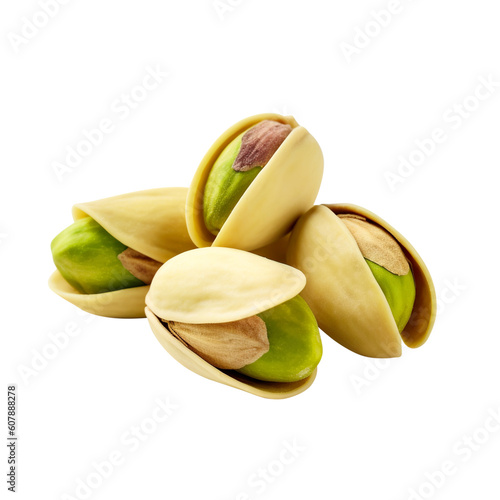 pistachio nuts isolated on white background created with Generative AI photo