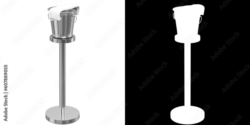 3D rendering illustration of a wine bucket on stand 3D rendering illustration of a wine bucket on stand