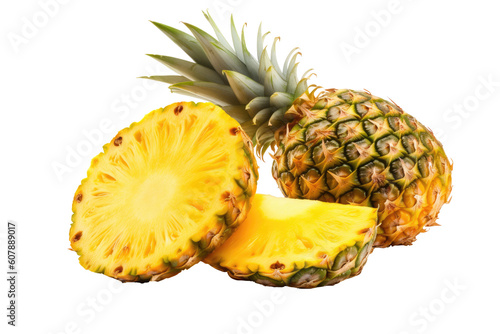 Pineapple isolated on transparent background. Generative Ai