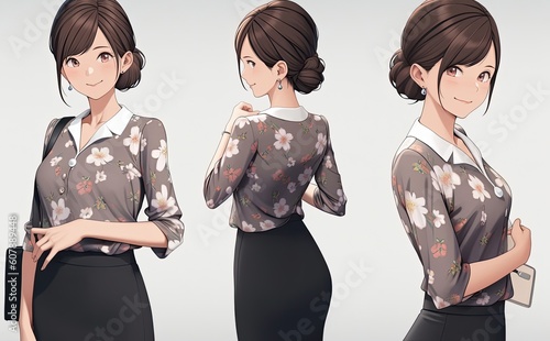 Asian Anime Female Social Worker Backdrop Setting Very Pretty Design Generative AI photo