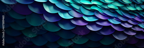Mermaid Scales Watercolor Fish squame background. Bright summer blue sea pattern with reptilian scales abstract, generative ai photo