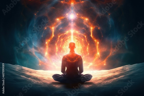 Generative AI illustration of spiritual awakening enlightment meditation