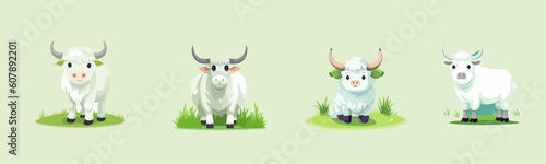 Set of different cow and ox cartoon vector